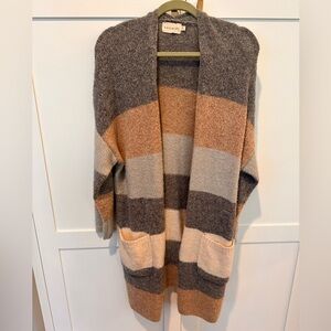 Dreamers Cozy Striped Cardigan in Neutral Hues
